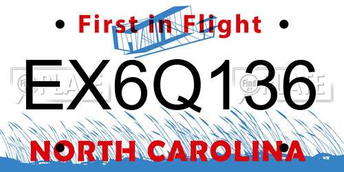 EX6Q136 North Carolina License Plate