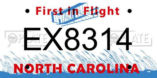 EX8314 North Carolina License Plate