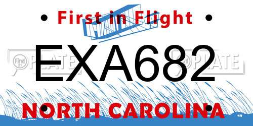 EXA682 North Carolina License Plate