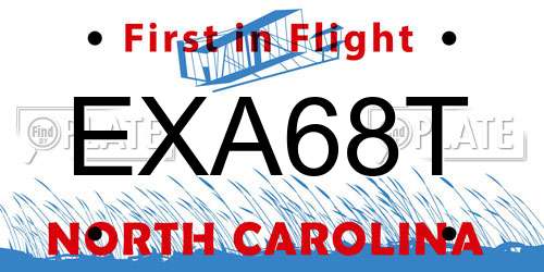EXA68T North Carolina License Plate