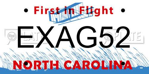 EXAG52 North Carolina License Plate