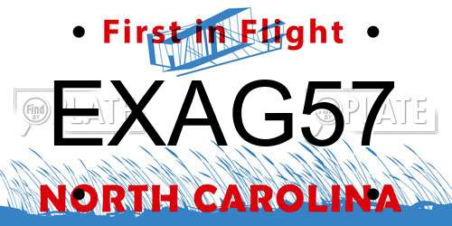 EXAG57 North Carolina License Plate