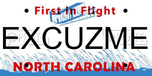 EXCUZME North Carolina License Plate