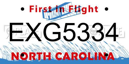EXG5334 North Carolina License Plate