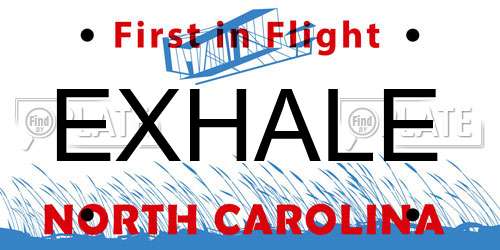 EXHALE North Carolina License Plate