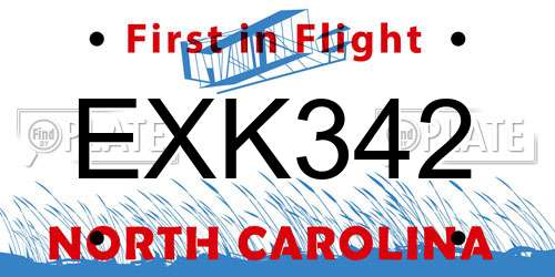 EXK342 North Carolina License Plate