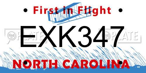 EXK347 North Carolina License Plate