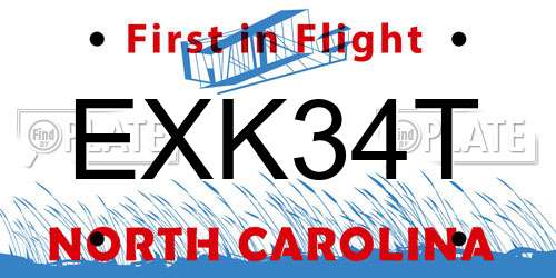 EXK34T North Carolina License Plate