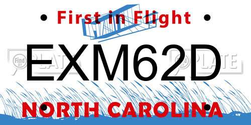 EXM62D North Carolina License Plate