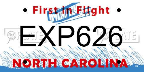 EXP626 North Carolina License Plate
