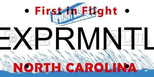 EXPRMNTL North Carolina License Plate