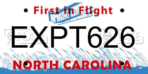 EXPT626 North Carolina License Plate