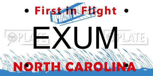 EXUM North Carolina License Plate