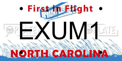 EXUM1 North Carolina License Plate