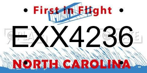 EXX4236 North Carolina License Plate