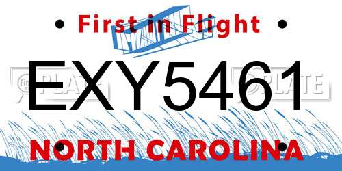 EXY5461 North Carolina License Plate