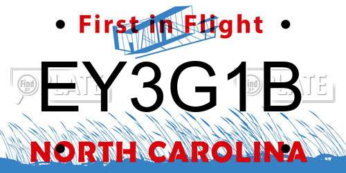EY3G1B North Carolina License Plate
