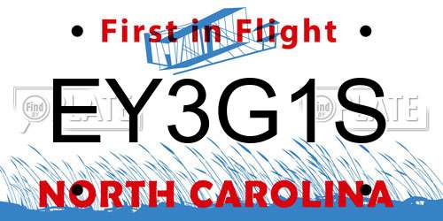EY3G1S North Carolina License Plate