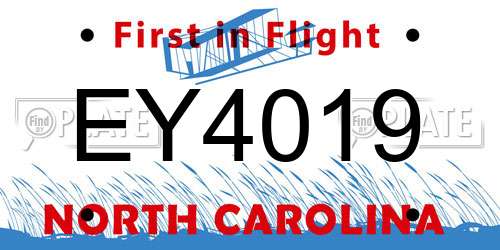 EY4019 North Carolina License Plate