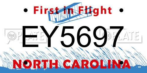 EY5697 North Carolina License Plate