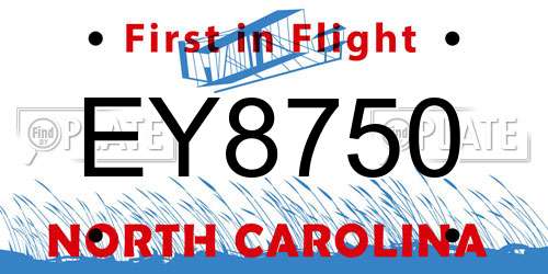 EY8750 North Carolina License Plate
