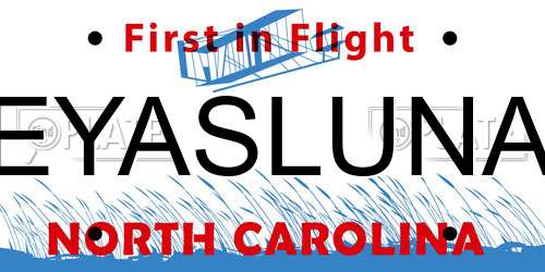 EYASLUNA North Carolina License Plate