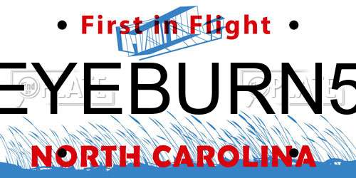 EYEBURN5 North Carolina License Plate
