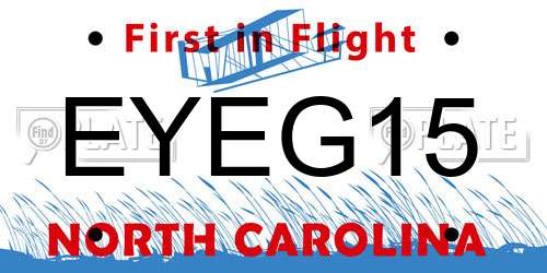 EYEG15 North Carolina License Plate