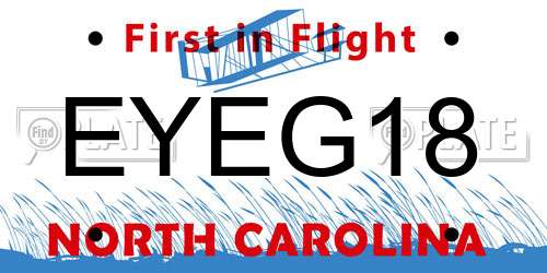 EYEG18 North Carolina License Plate