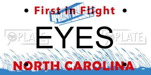 EYES North Carolina License Plate