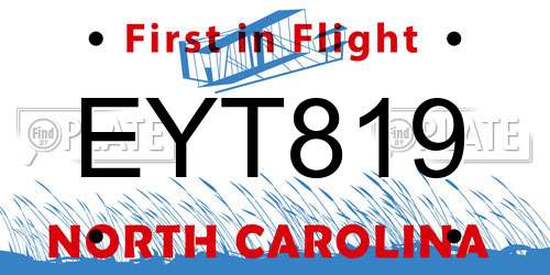 EYT819 North Carolina License Plate