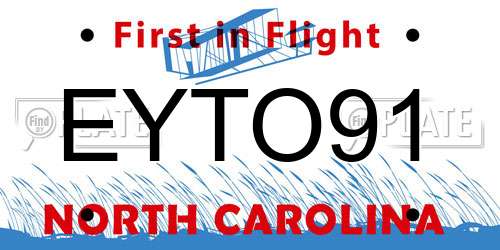 EYTO91 North Carolina License Plate