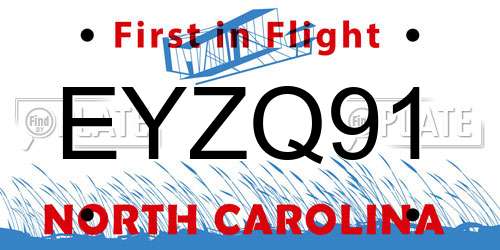 EYZQ91 North Carolina License Plate