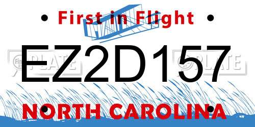 EZ2D157 North Carolina License Plate