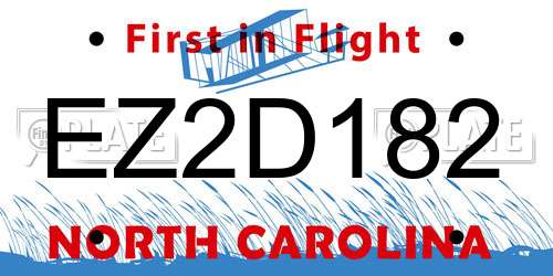 EZ2D182 North Carolina License Plate