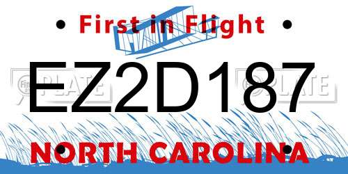 EZ2D187 North Carolina License Plate