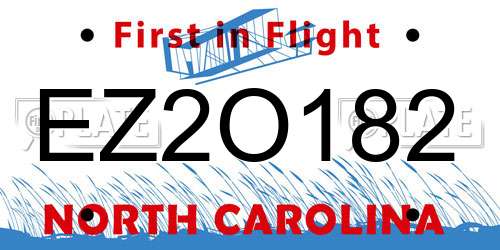 EZ2O182 North Carolina License Plate