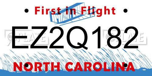 EZ2Q182 North Carolina License Plate