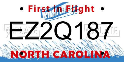 EZ2Q187 North Carolina License Plate