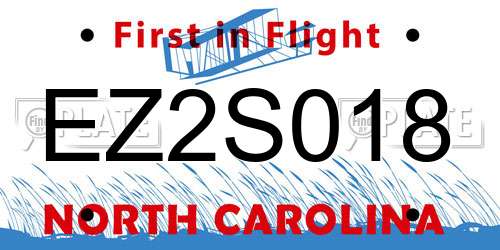 EZ2S018 North Carolina License Plate