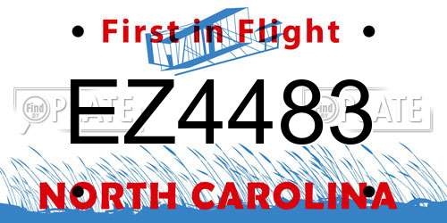 EZ4483 North Carolina License Plate