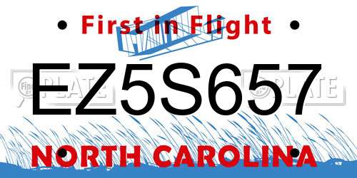 EZ5S657 North Carolina License Plate