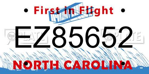 EZ85652 North Carolina License Plate