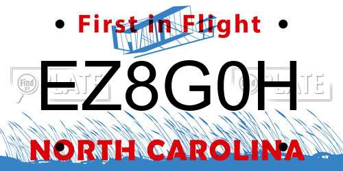EZ8G0H North Carolina License Plate