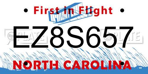 EZ8S657 North Carolina License Plate
