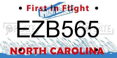 EZB565 North Carolina License Plate