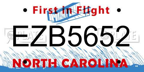 EZB5652 North Carolina License Plate