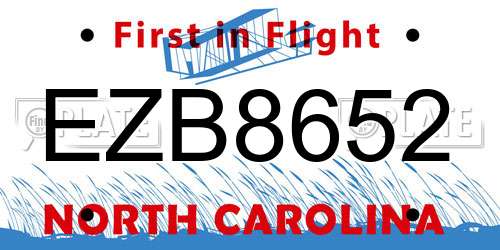 EZB8652 North Carolina License Plate