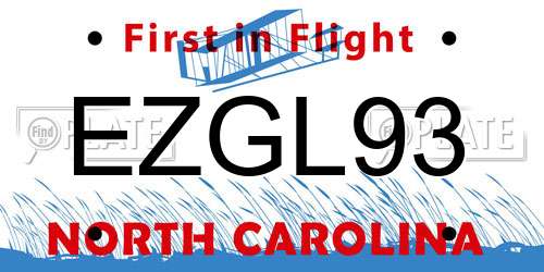 EZGL93 North Carolina License Plate