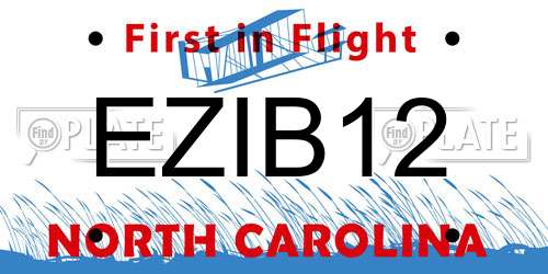 EZIB12 North Carolina License Plate